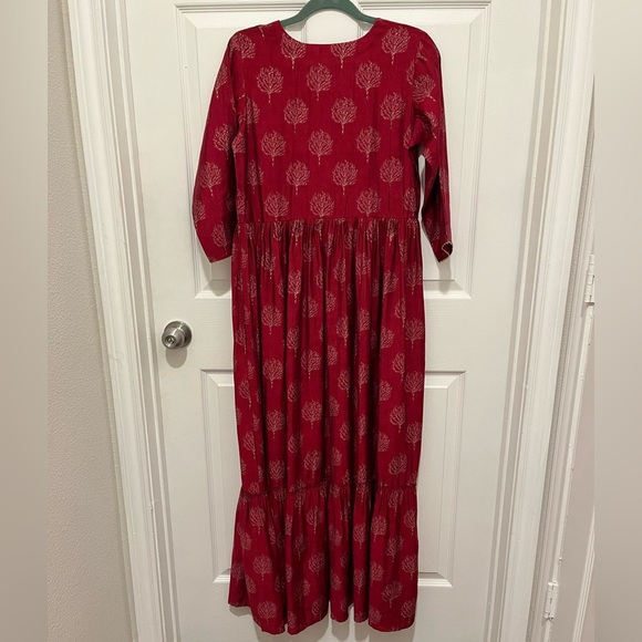 NWT Printed Party Wear Kurti in Wine Maroon Rayon Dress Size 40 - Picture 2 of 10